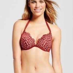 New Shade & Shore Dark Red Push Up Bikini Top